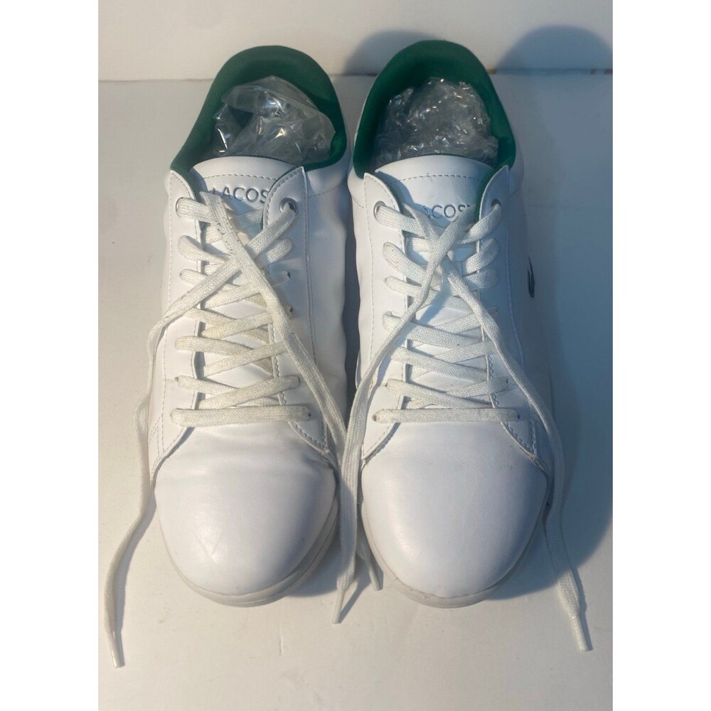 Lacoste Hydez Men’s Sneakers Size 11 White Leather Green Low Top Shoes - Picture 2 of 9